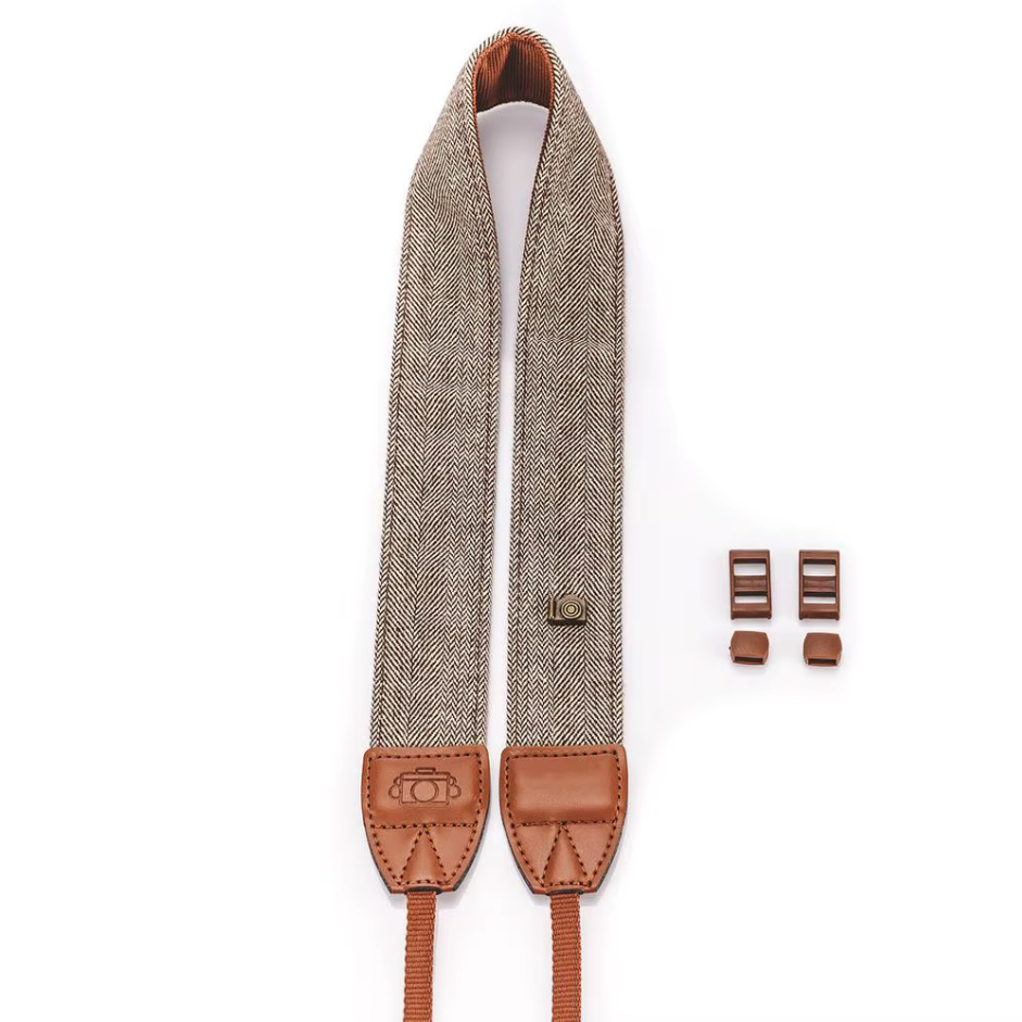 Tweedový popruh hnedý neck strap