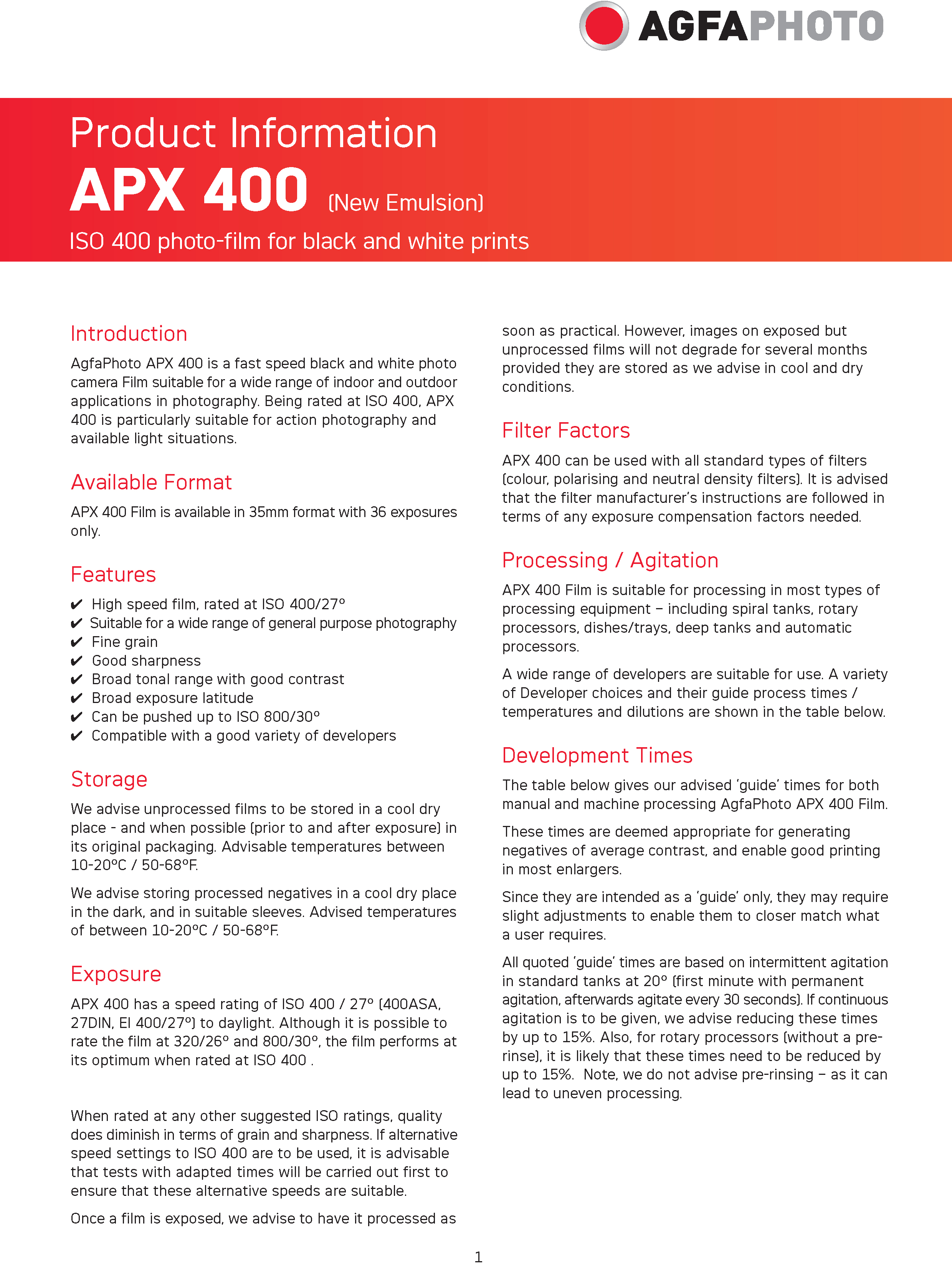 Agfa Agfaphoto APX 400 135-36 čiernobiely kinofilm